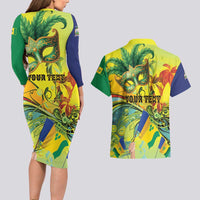 Personalized Vincy Mas Couples Matching Long Sleeve Bodycon Dress and Hawaiian Shirt The Caribbean Hottest Carnival - Wonder Print Shop