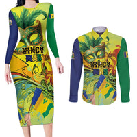 Personalized Vincy Mas Couples Matching Long Sleeve Bodycon Dress and Long Sleeve Button Shirt The Caribbean Hottest Carnival - Wonder Print Shop