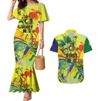 Personalized Vincy Mas Couples Matching Mermaid Dress and Hawaiian Shirt The Caribbean Hottest Carnival - Wonder Print Shop
