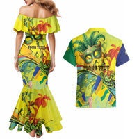 Personalized Vincy Mas Couples Matching Mermaid Dress and Hawaiian Shirt The Caribbean Hottest Carnival - Wonder Print Shop