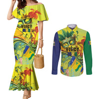 Personalized Vincy Mas Couples Matching Mermaid Dress and Long Sleeve Button Shirt The Caribbean Hottest Carnival - Wonder Print Shop