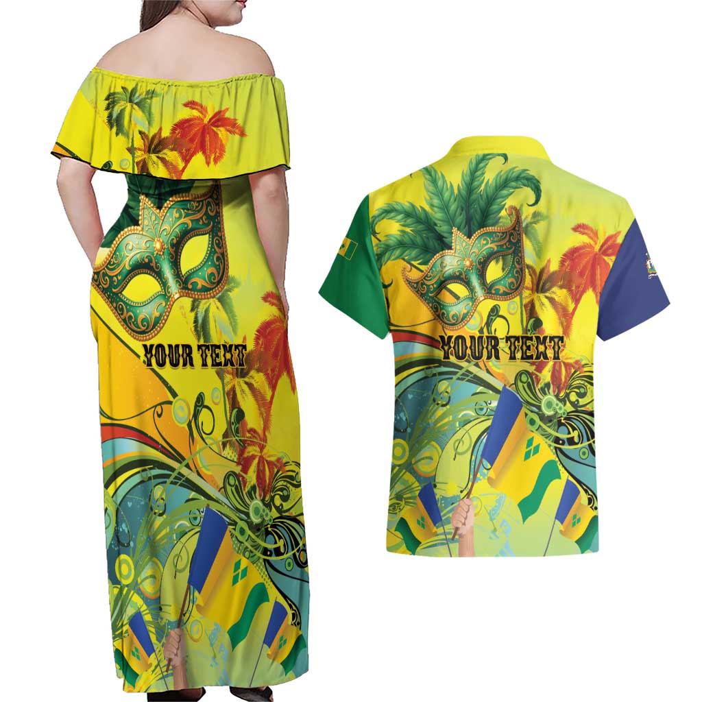 Personalized Vincy Mas Couples Matching Off Shoulder Maxi Dress and Hawaiian Shirt The Caribbean Hottest Carnival - Wonder Print Shop