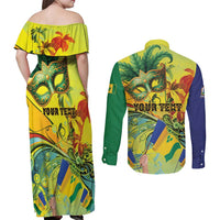 Personalized Vincy Mas Couples Matching Off Shoulder Maxi Dress and Long Sleeve Button Shirt The Caribbean Hottest Carnival - Wonder Print Shop