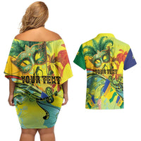 Personalized Vincy Mas Couples Matching Off Shoulder Short Dress and Hawaiian Shirt The Caribbean Hottest Carnival - Wonder Print Shop