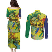 Personalized Vincy Mas Couples Matching Puletasi and Long Sleeve Button Shirt The Caribbean Hottest Carnival - Wonder Print Shop