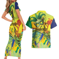Personalized Vincy Mas Couples Matching Short Sleeve Bodycon Dress and Hawaiian Shirt The Caribbean Hottest Carnival - Wonder Print Shop
