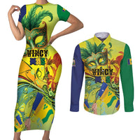Personalized Vincy Mas Couples Matching Short Sleeve Bodycon Dress and Long Sleeve Button Shirt The Caribbean Hottest Carnival - Wonder Print Shop
