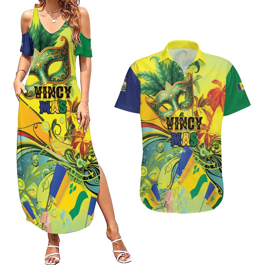 Personalized Vincy Mas Couples Matching Summer Maxi Dress and Hawaiian Shirt The Caribbean Hottest Carnival - Wonder Print Shop