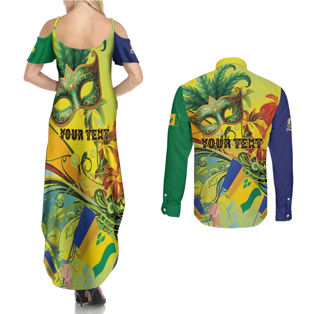 Personalized Vincy Mas Couples Matching Summer Maxi Dress and Long Sleeve Button Shirt The Caribbean Hottest Carnival - Wonder Print Shop