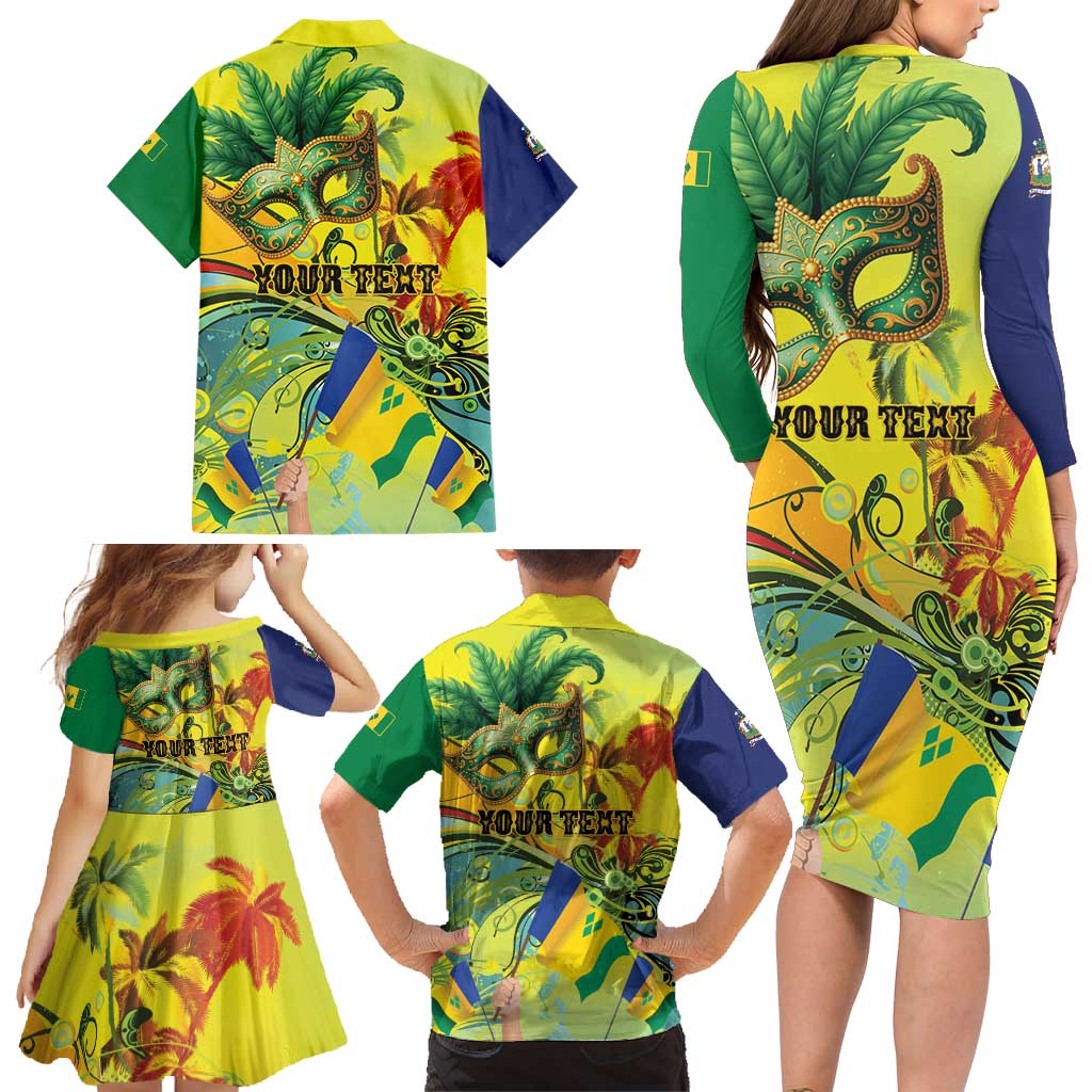 Personalized Vincy Mas Family Matching Long Sleeve Bodycon Dress and Hawaiian Shirt The Caribbean Hottest Carnival - Wonder Print Shop