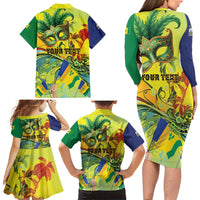 Personalized Vincy Mas Family Matching Long Sleeve Bodycon Dress and Hawaiian Shirt The Caribbean Hottest Carnival - Wonder Print Shop