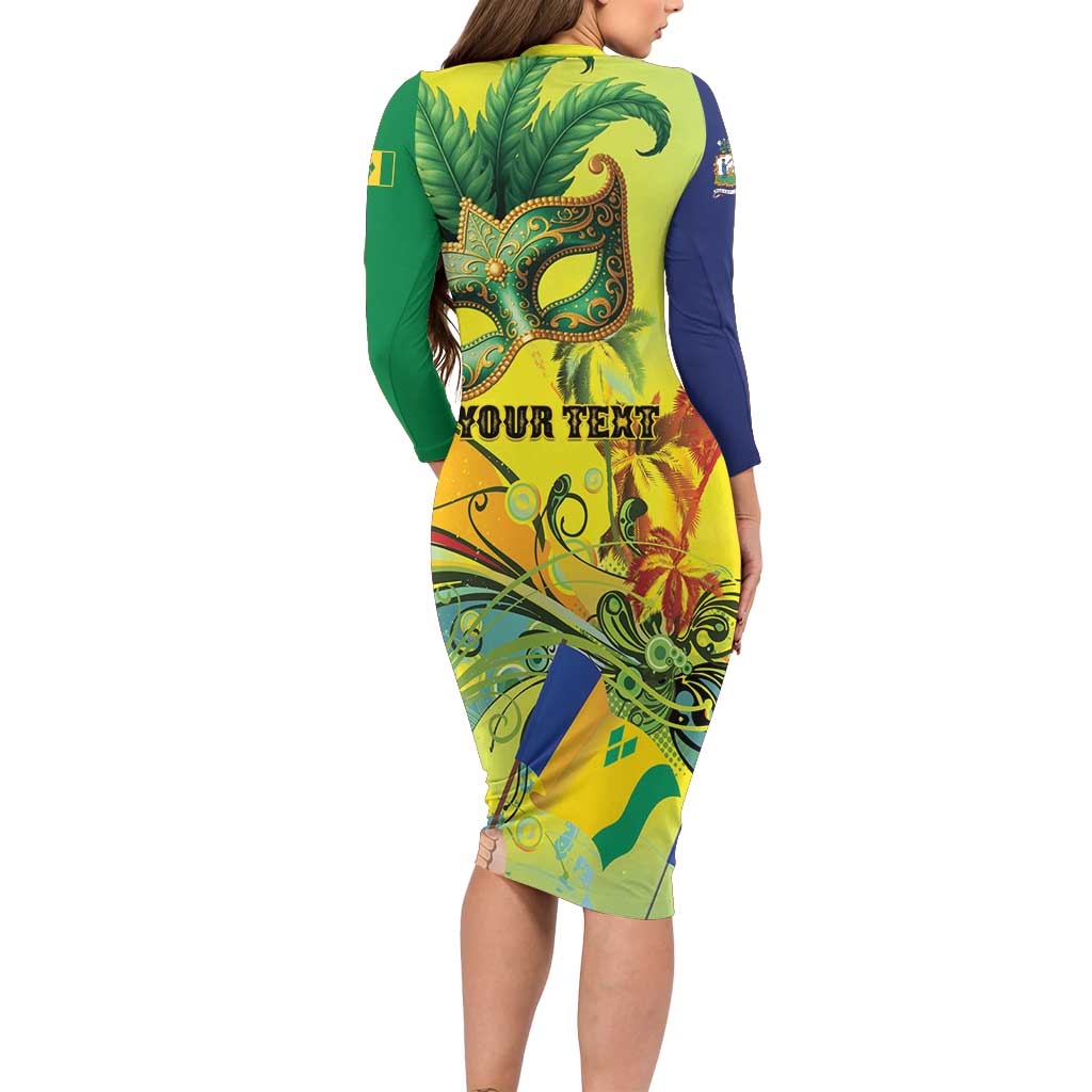 Personalized Vincy Mas Family Matching Long Sleeve Bodycon Dress and Hawaiian Shirt The Caribbean Hottest Carnival - Wonder Print Shop