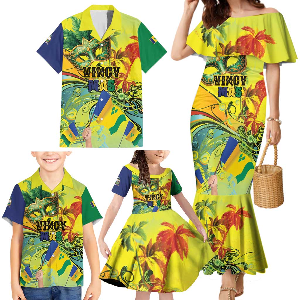 Personalized Vincy Mas Family Matching Mermaid Dress and Hawaiian Shirt The Caribbean Hottest Carnival - Wonder Print Shop