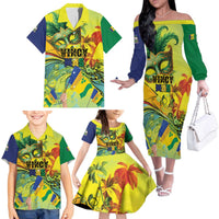 Personalized Vincy Mas Family Matching Off The Shoulder Long Sleeve Dress and Hawaiian Shirt The Caribbean Hottest Carnival - Wonder Print Shop