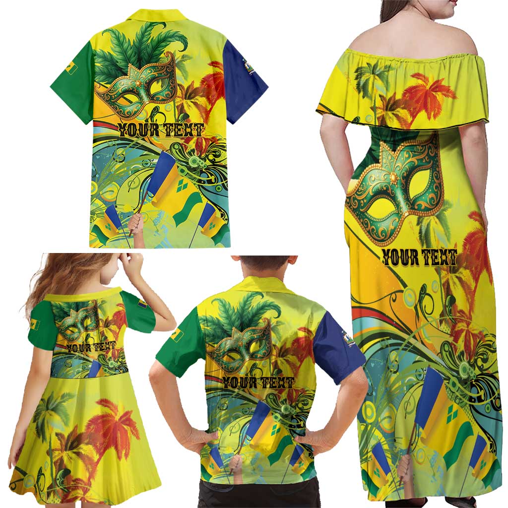 Personalized Vincy Mas Family Matching Off Shoulder Maxi Dress and Hawaiian Shirt The Caribbean Hottest Carnival - Wonder Print Shop