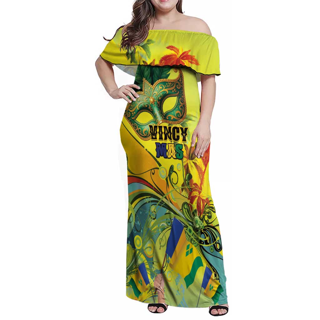 Personalized Vincy Mas Family Matching Off Shoulder Maxi Dress and Hawaiian Shirt The Caribbean Hottest Carnival - Wonder Print Shop
