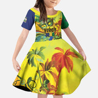 Personalized Vincy Mas Family Matching Short Sleeve Bodycon Dress and Hawaiian Shirt The Caribbean Hottest Carnival - Wonder Print Shop