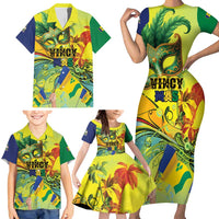 Personalized Vincy Mas Family Matching Short Sleeve Bodycon Dress and Hawaiian Shirt The Caribbean Hottest Carnival - Wonder Print Shop