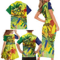 Personalized Vincy Mas Family Matching Short Sleeve Bodycon Dress and Hawaiian Shirt The Caribbean Hottest Carnival - Wonder Print Shop
