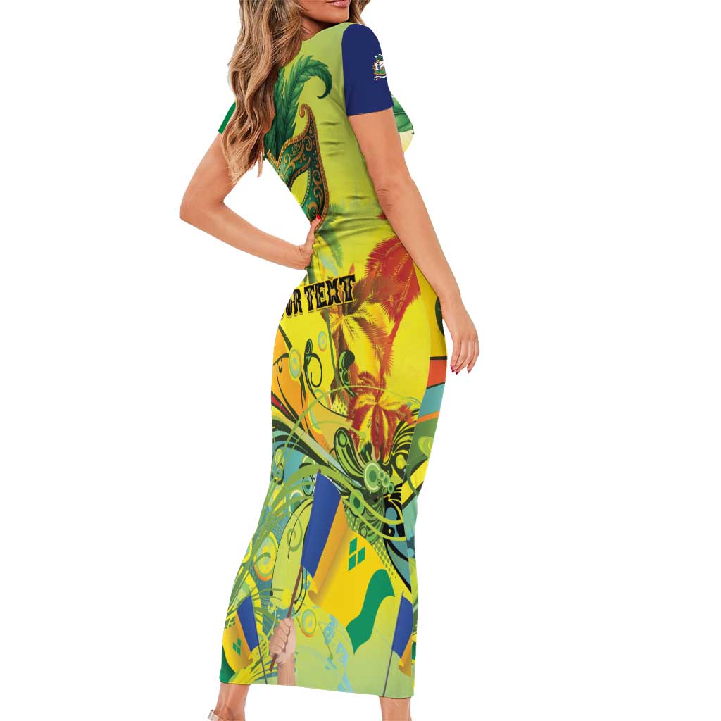Personalized Vincy Mas Family Matching Short Sleeve Bodycon Dress and Hawaiian Shirt The Caribbean Hottest Carnival - Wonder Print Shop