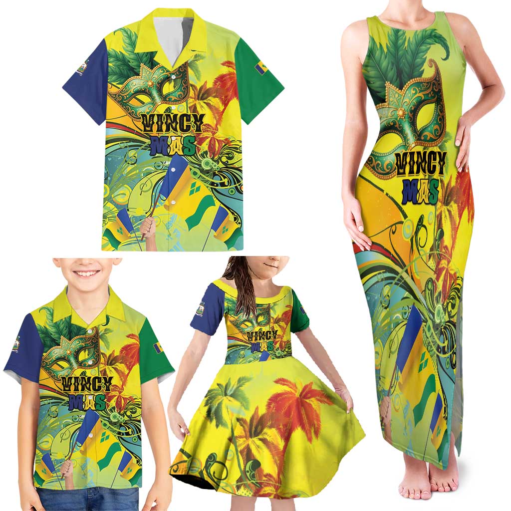 Personalized Vincy Mas Family Matching Tank Maxi Dress and Hawaiian Shirt The Caribbean Hottest Carnival - Wonder Print Shop