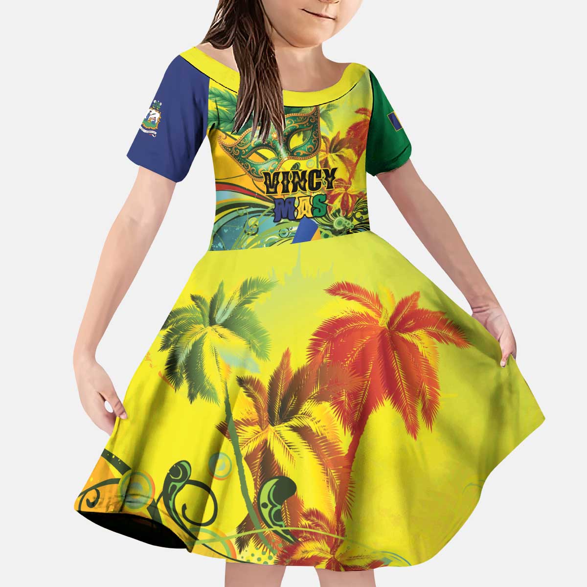 Personalized Vincy Mas Kid Short Sleeve Dress The Caribbean Hottest Carnival - Wonder Print Shop