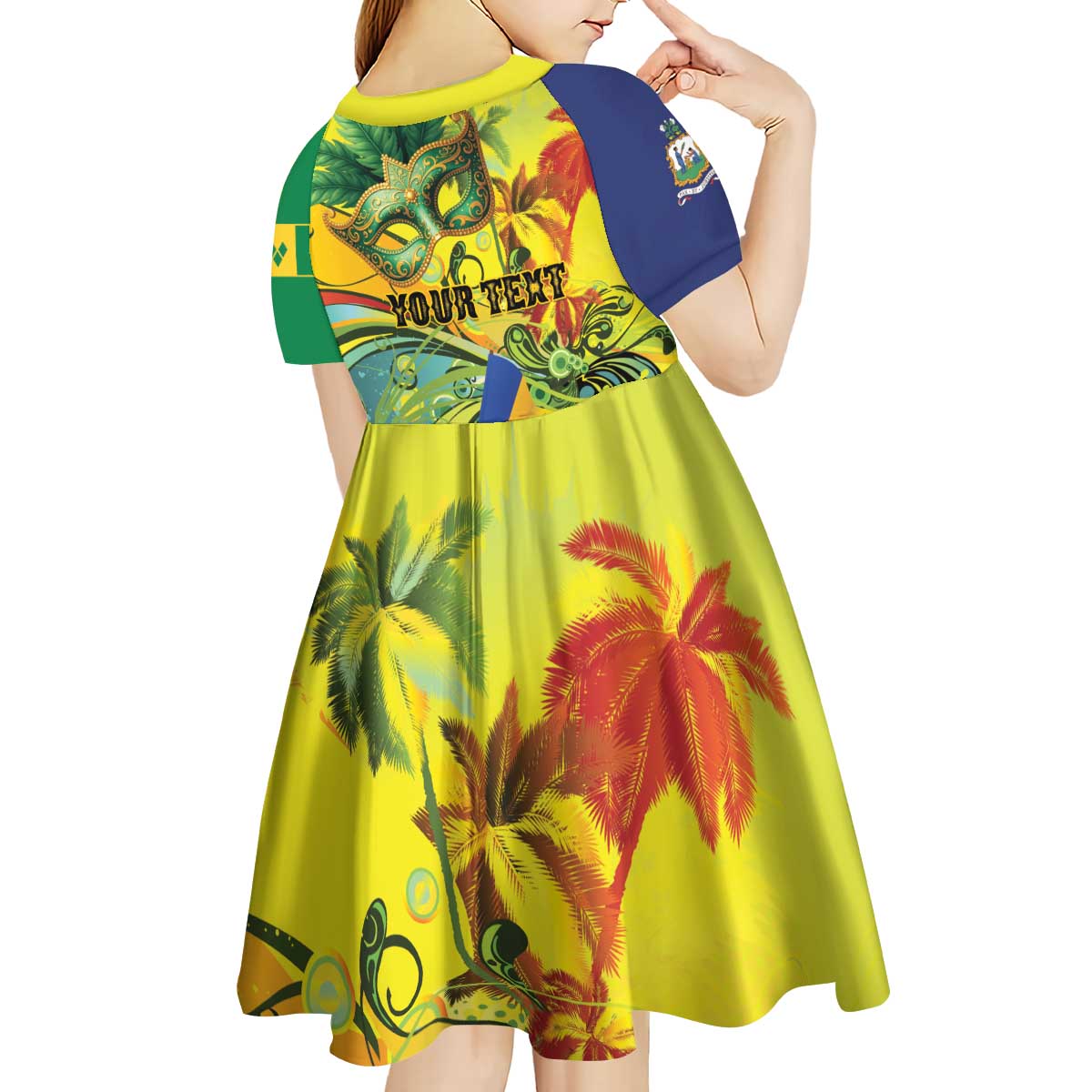 Personalized Vincy Mas Kid Short Sleeve Dress The Caribbean Hottest Carnival - Wonder Print Shop
