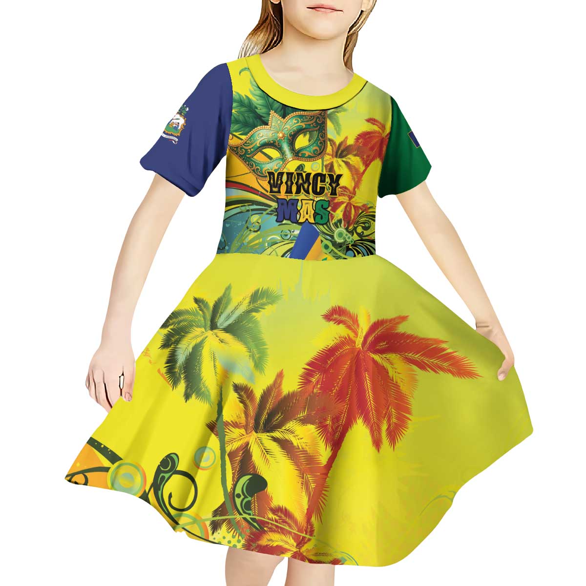 Personalized Vincy Mas Kid Short Sleeve Dress The Caribbean Hottest Carnival - Wonder Print Shop