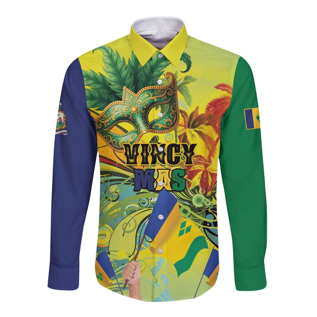 Personalized Vincy Mas Long Sleeve Button Shirt The Caribbean Hottest Carnival - Wonder Print Shop