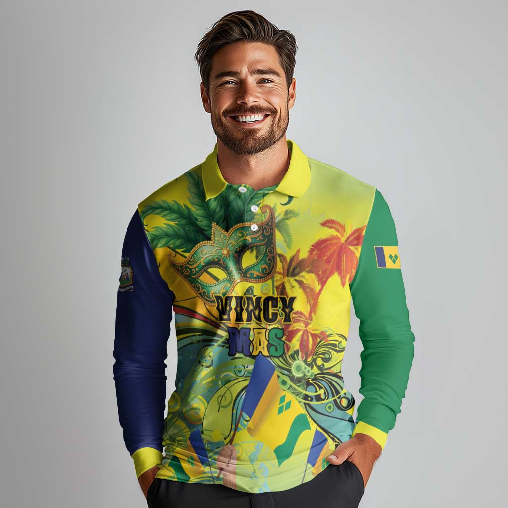 Personalized Vincy Mas Long Sleeve Polo Shirt The Caribbean Hottest Carnival - Wonder Print Shop
