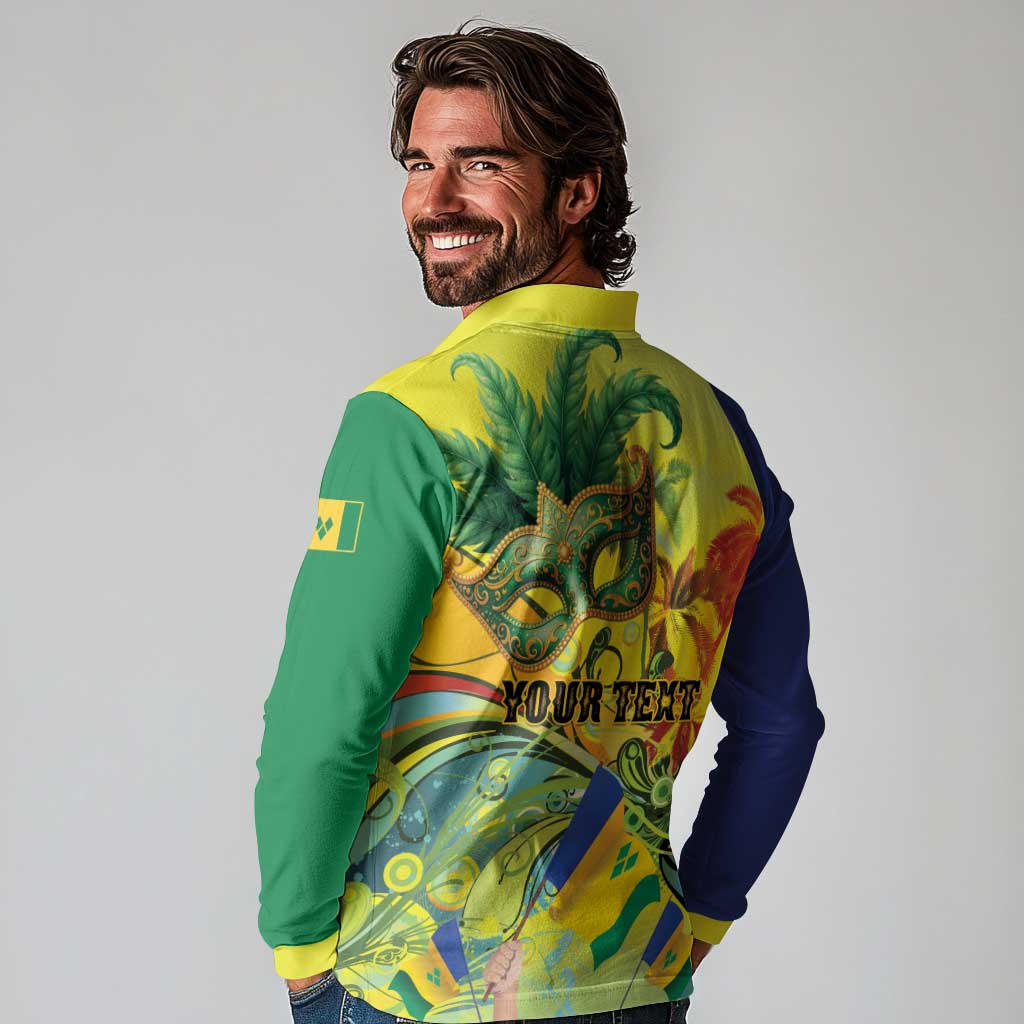 Personalized Vincy Mas Long Sleeve Polo Shirt The Caribbean Hottest Carnival - Wonder Print Shop