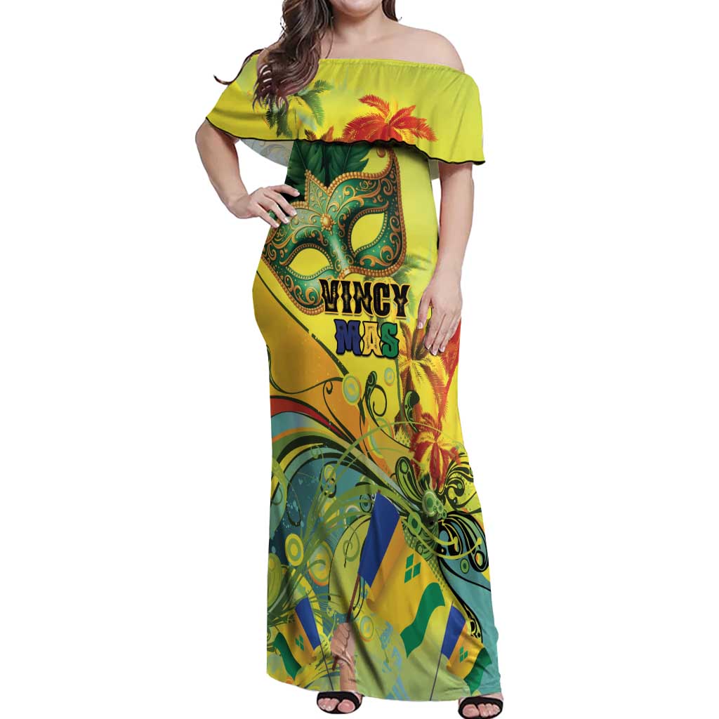 Personalized Vincy Mas Off Shoulder Maxi Dress The Caribbean Hottest Carnival - Wonder Print Shop
