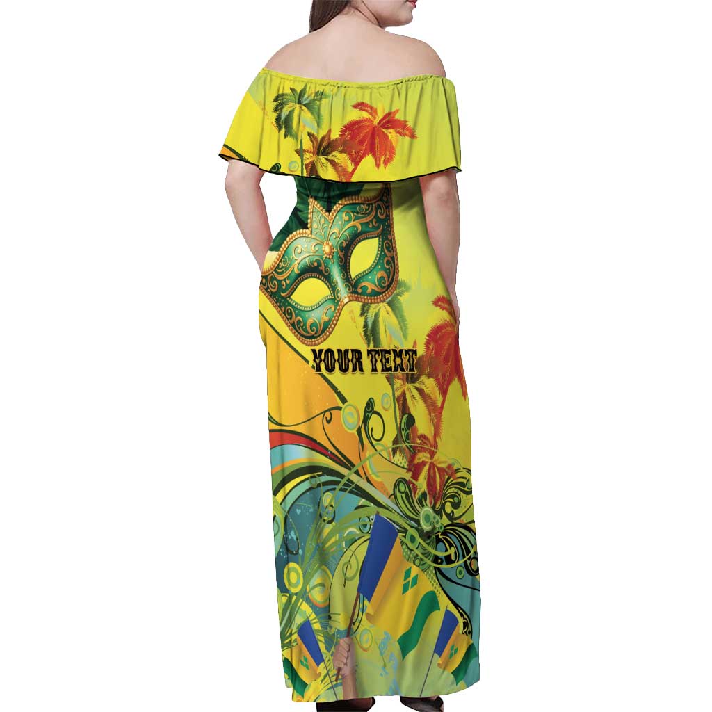 Personalized Vincy Mas Off Shoulder Maxi Dress The Caribbean Hottest Carnival - Wonder Print Shop