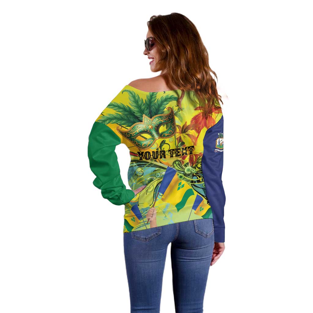 Personalized Vincy Mas Off Shoulder Sweater The Caribbean Hottest Carnival - Wonder Print Shop