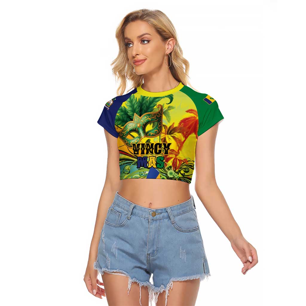 Personalized Vincy Mas Raglan Cropped T Shirt The Caribbean Hottest Carnival - Wonder Print Shop