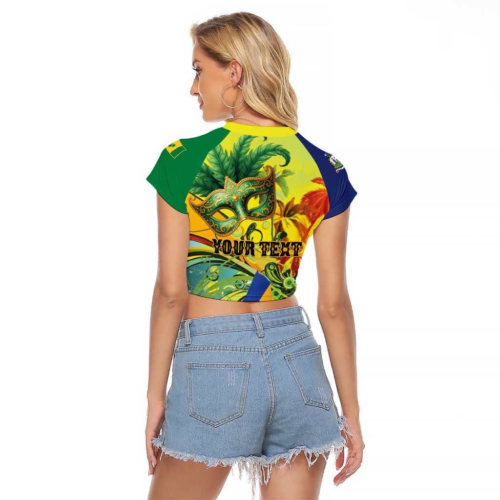 Personalized Vincy Mas Raglan Cropped T Shirt The Caribbean Hottest Carnival - Wonder Print Shop