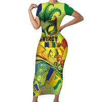 Personalized Vincy Mas Short Sleeve Bodycon Dress The Caribbean Hottest Carnival - Wonder Print Shop