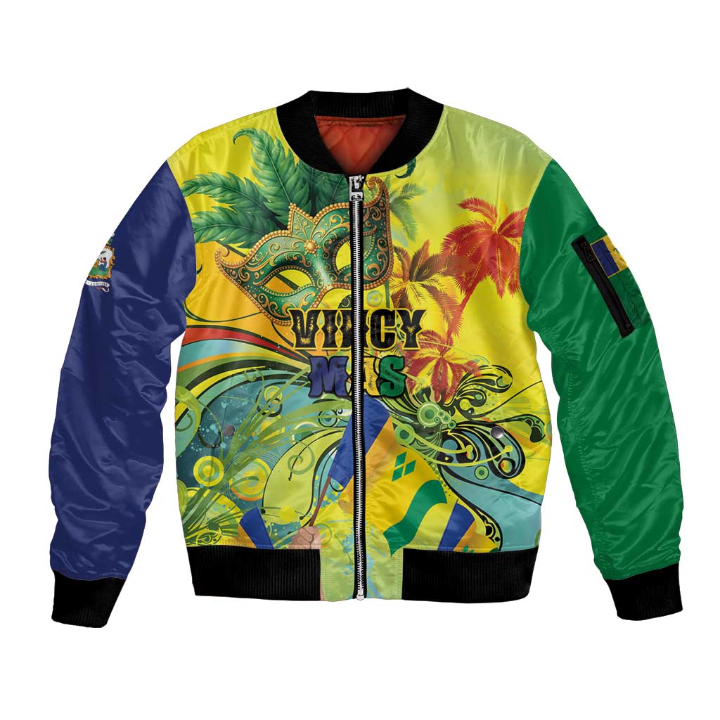 Personalized Vincy Mas Sleeve Zip Bomber Jacket The Caribbean Hottest Carnival - Wonder Print Shop