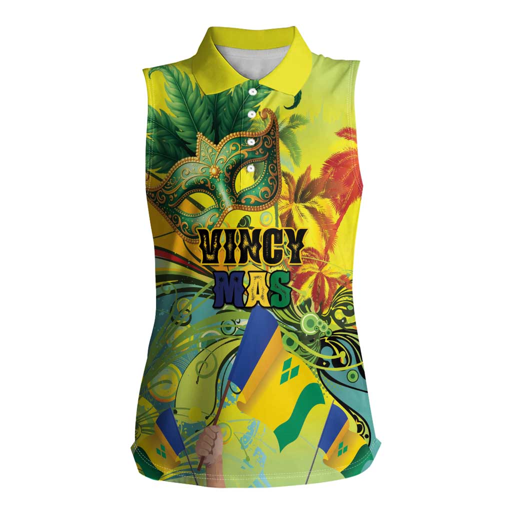 Personalized Vincy Mas Women Sleeveless Polo Shirt The Caribbean Hottest Carnival - Wonder Print Shop