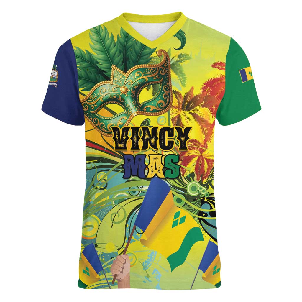 Personalized Vincy Mas Women V-Neck T-Shirt The Caribbean Hottest Carnival - Wonder Print Shop