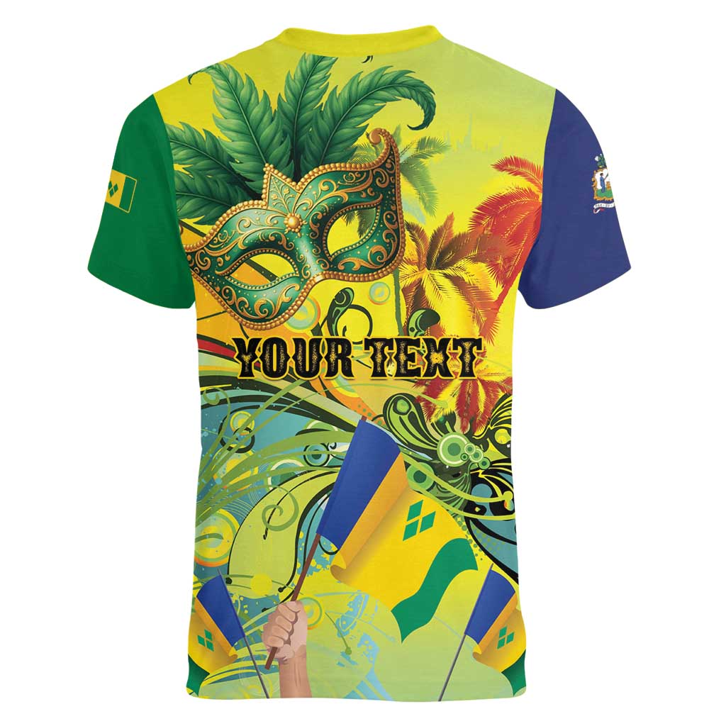 Personalized Vincy Mas Women V-Neck T-Shirt The Caribbean Hottest Carnival - Wonder Print Shop
