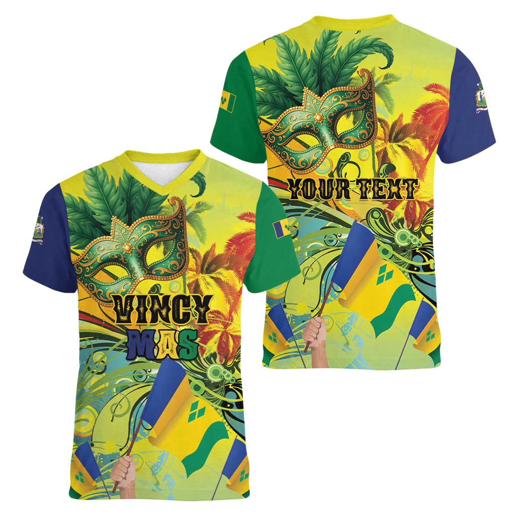 Personalized Vincy Mas Women V-Neck T-Shirt The Caribbean Hottest Carnival - Wonder Print Shop