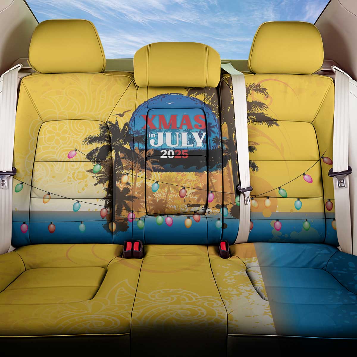 Xmas in July 2025 Back Car Seat Cover Caribbean Summer Christmas - Wonder Print Shop