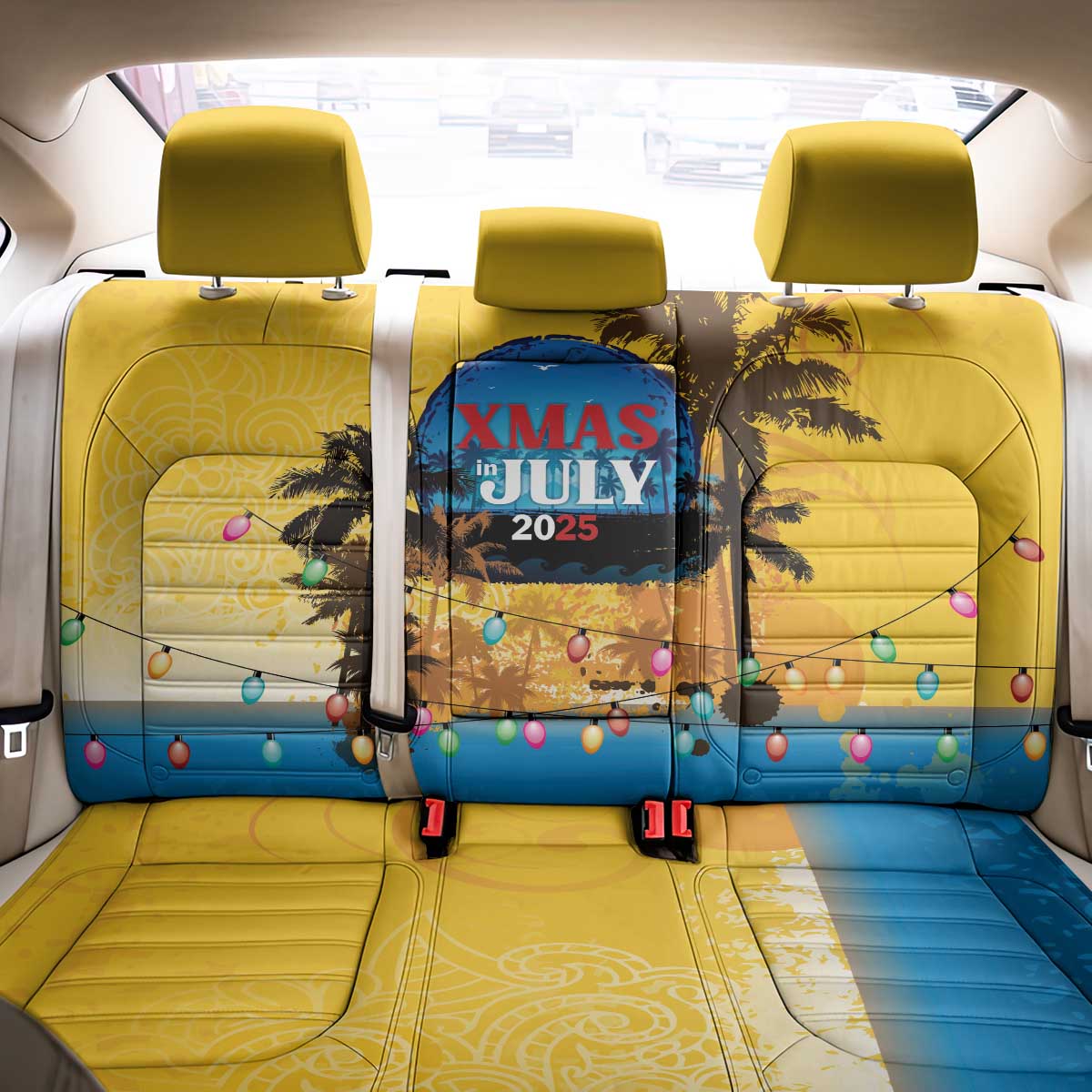 Xmas in July 2025 Back Car Seat Cover Caribbean Summer Christmas - Wonder Print Shop