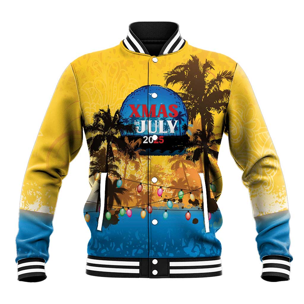 Personalized Xmas in July 2025 Baseball Jacket Caribbean Summer Christmas - Wonder Print Shop
