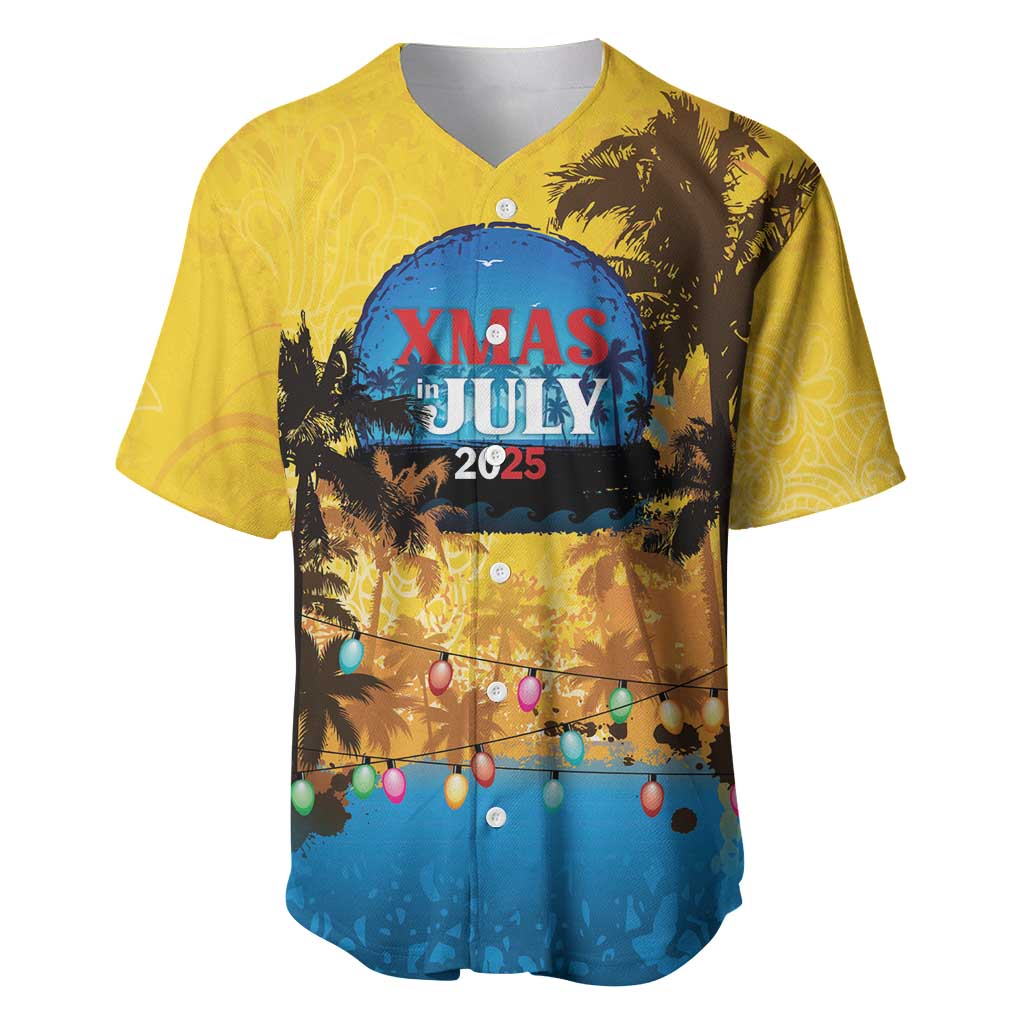 Personalized Xmas in July 2025 Baseball Jersey Caribbean Summer Christmas - Wonder Print Shop
