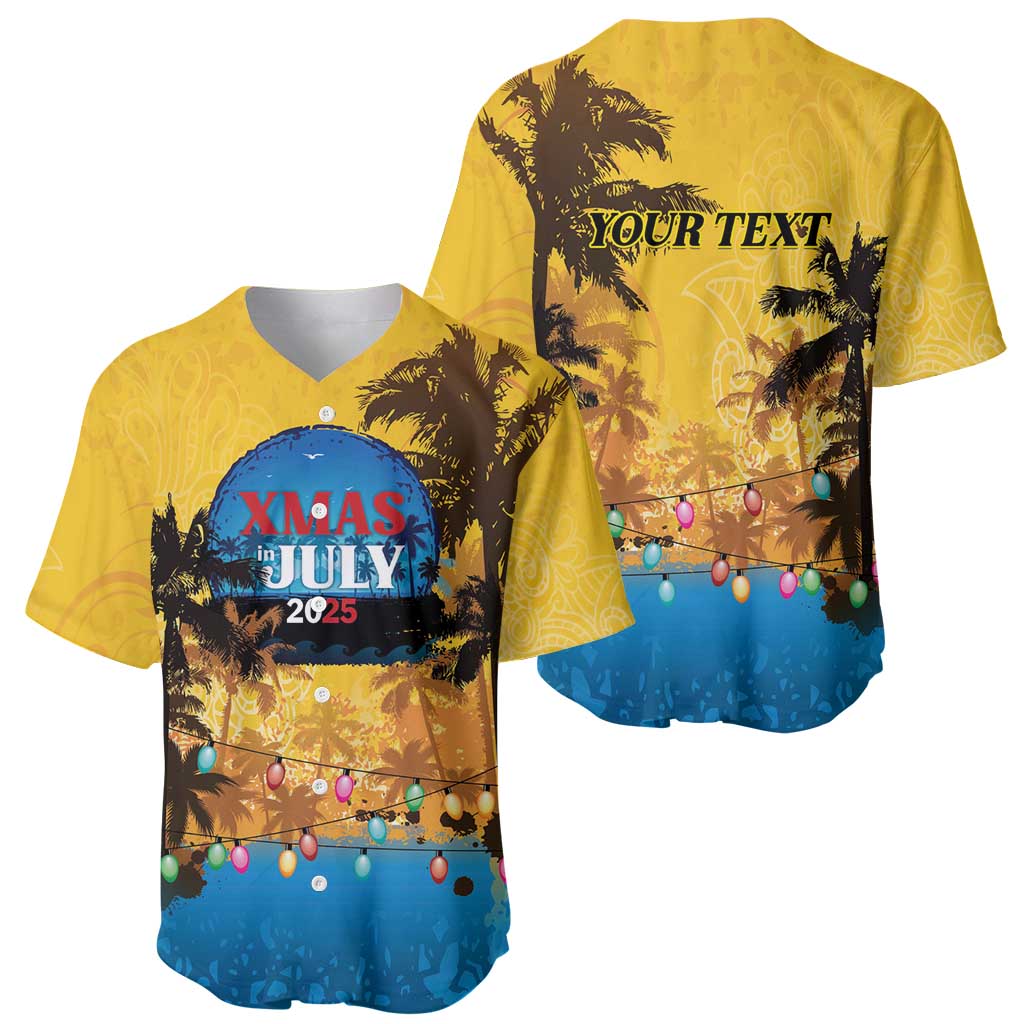 Personalized Xmas in July 2025 Baseball Jersey Caribbean Summer Christmas - Wonder Print Shop