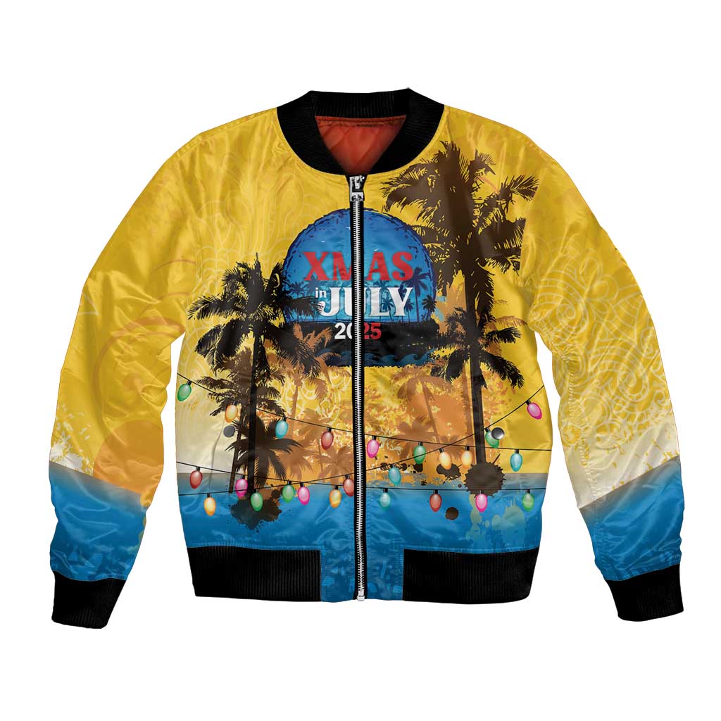 Personalized Xmas in July 2025 Bomber Jacket Caribbean Summer Christmas - Wonder Print Shop