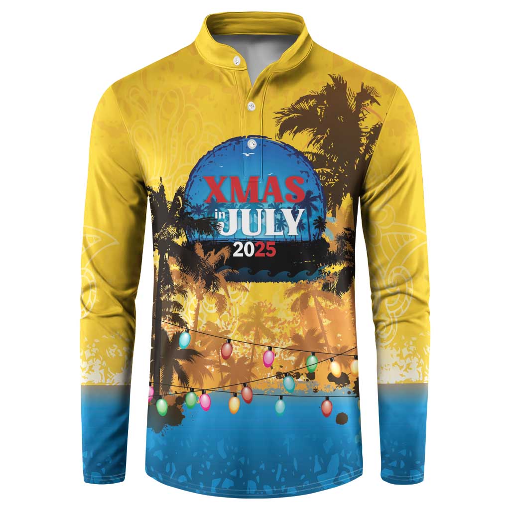 Personalized Xmas in July 2025 Button Sweatshirt Caribbean Summer Christmas - Wonder Print Shop