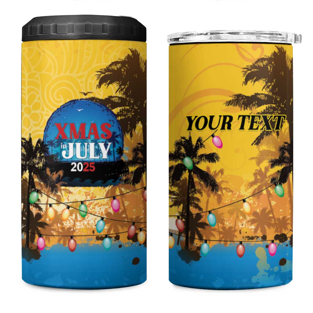 Personalized Xmas in July 2025 4 in 1 Can Cooler Tumbler Caribbean Summer Christmas - Wonder Print Shop
